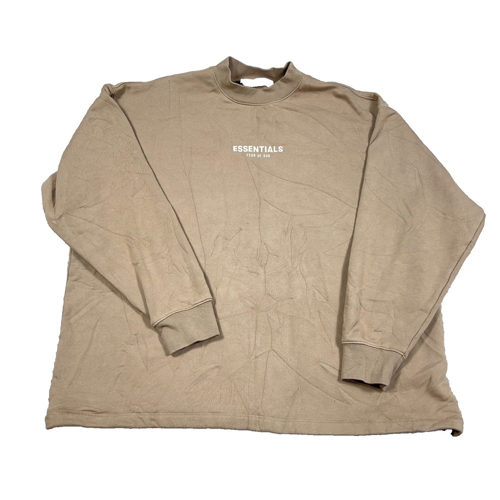 Essentials Fear of God Sweatshirt Men Small Brown Pullover Crewneck Spellout